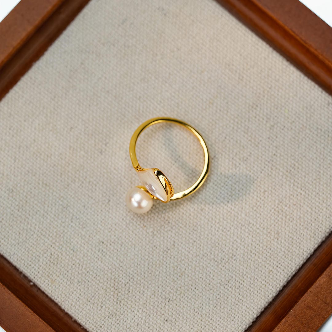 Bague Enveloppante Duo Ouvert avec Perle