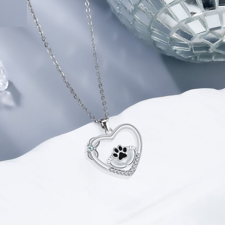 Collier Little Feet avec empreinte de patte de chien et zirconia