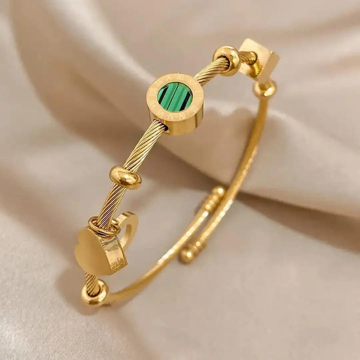 Bracelet en Or avec Charme Émeraude