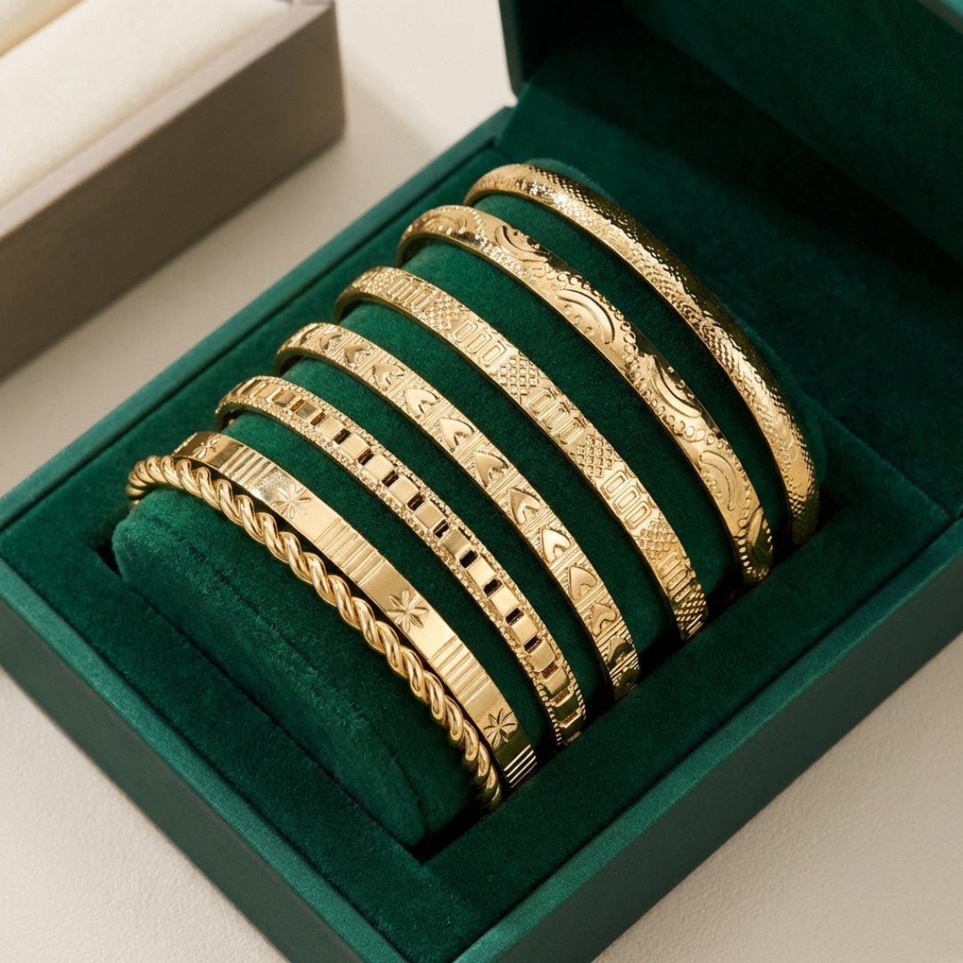 Bracelet Bangle Ouvert en Or - Ensemble de Bracelets de Resort