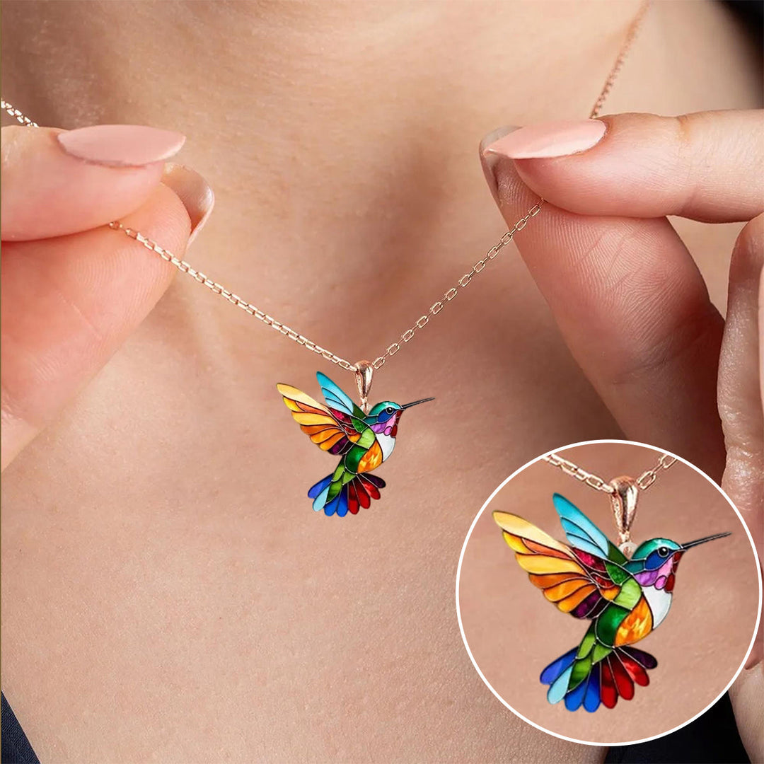 Collier Magnifique Colibri avec Boucles d&