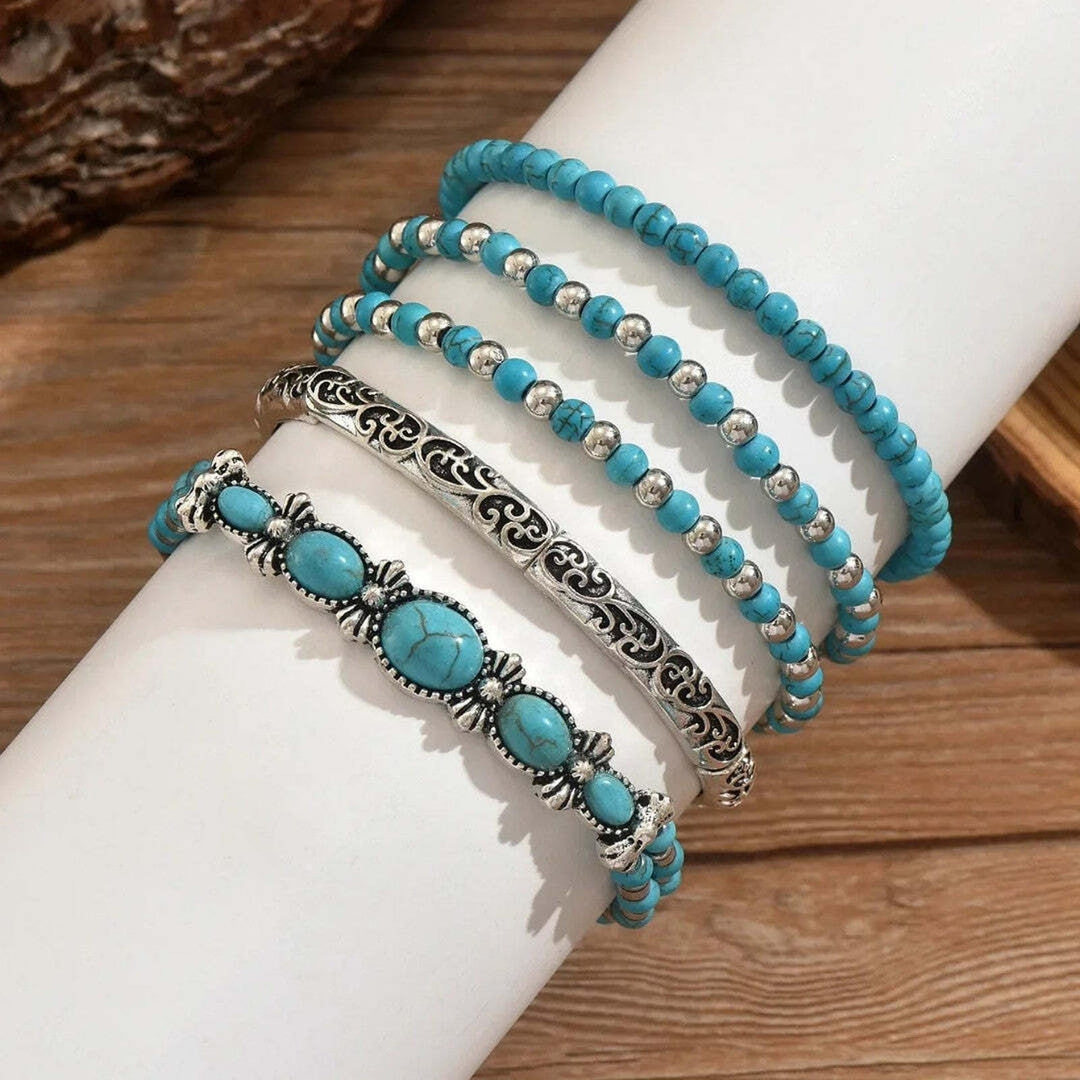Ensemble de Bracelets Boho en Perles de Turquoise