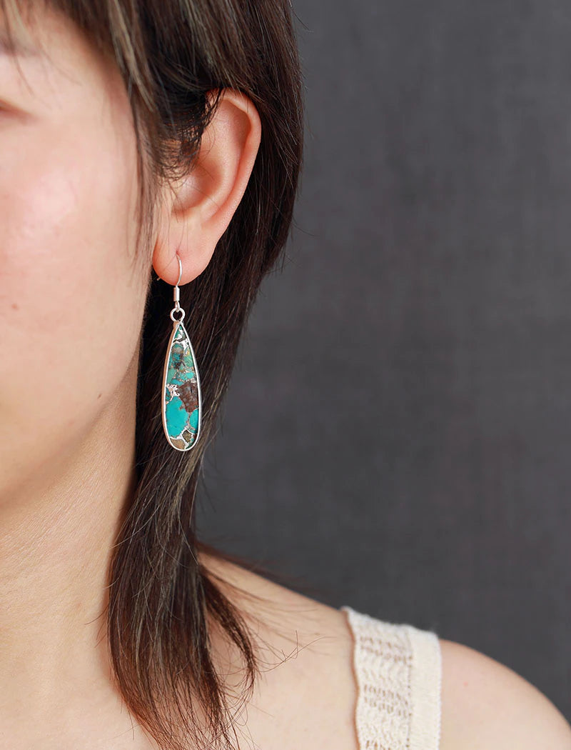Stylish Teardrop Earrings in Turquoise Jasper
