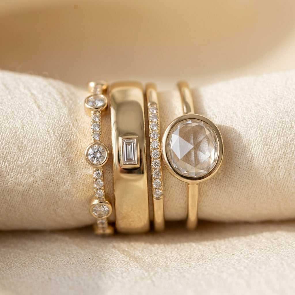 Ring Set with Gold Mounting