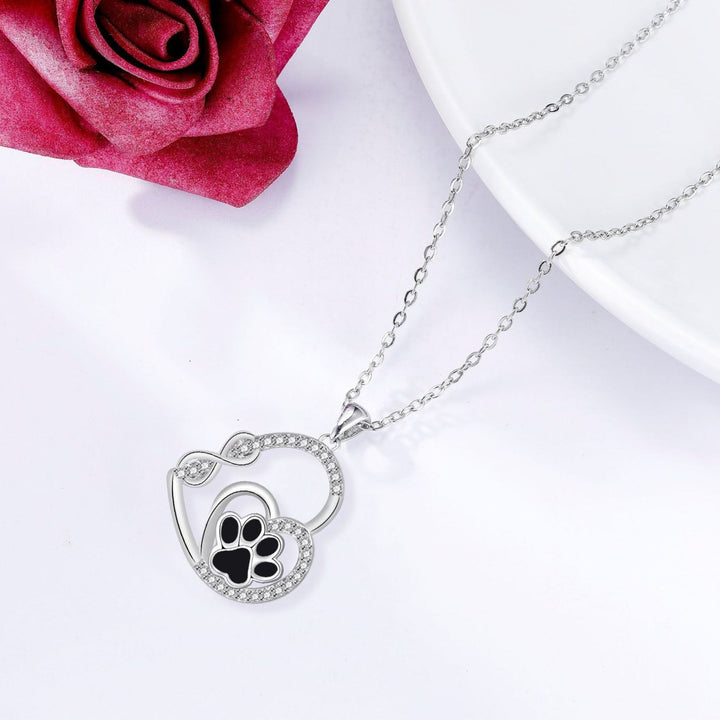 Pendentif Collier Infini Double Amour Empreinte de Pattes