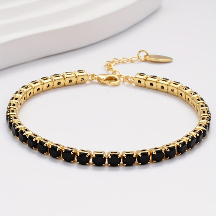 Bracelet de Tennis à Motifs Carrés
