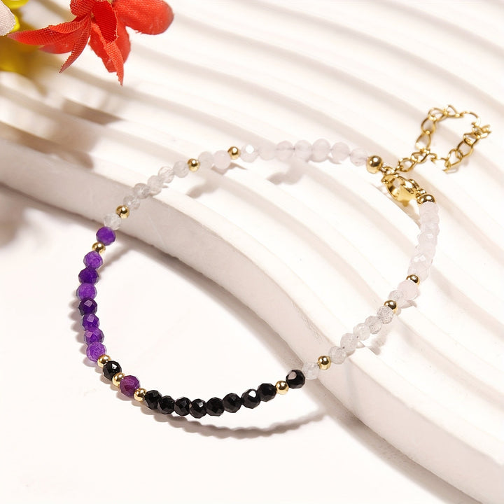 Bracelet en Pierre de Lune Naturelle et Pierre de Soleil