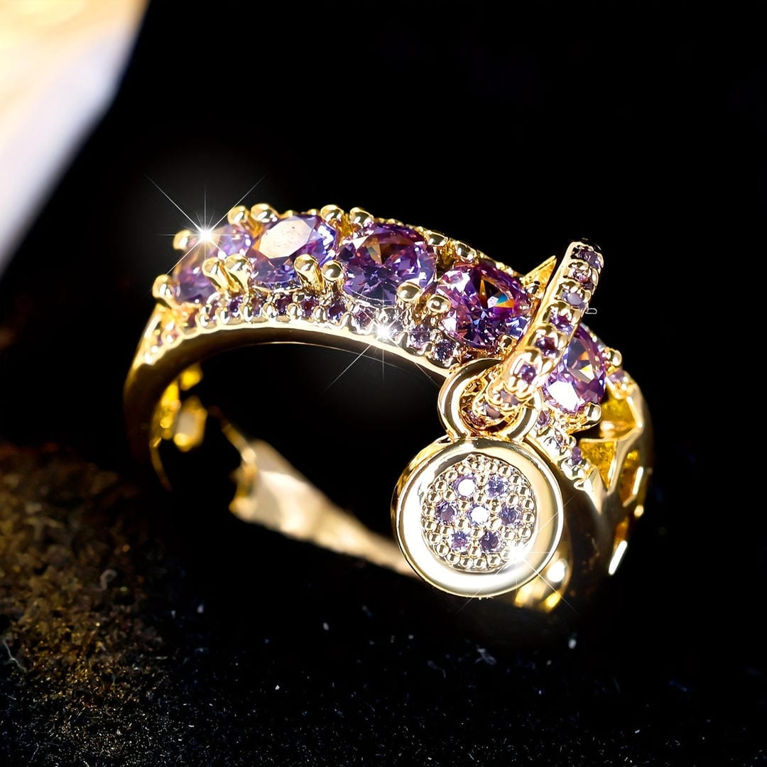 Bague de déclaration Halo en Charme Lavande