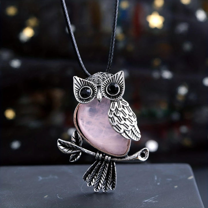 Collier Pendentif Hibou en Argent Gemmé