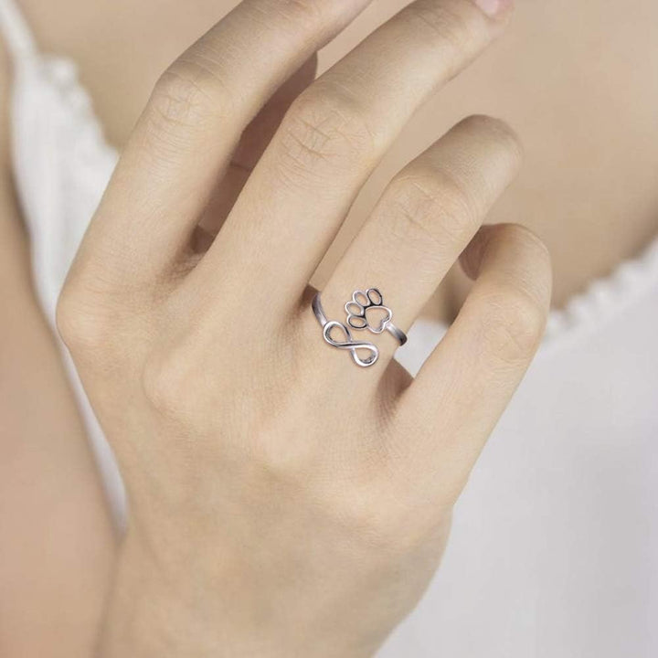 Bague Artisanale Patte et Cœur – Argent Sterling 925 Ajustable