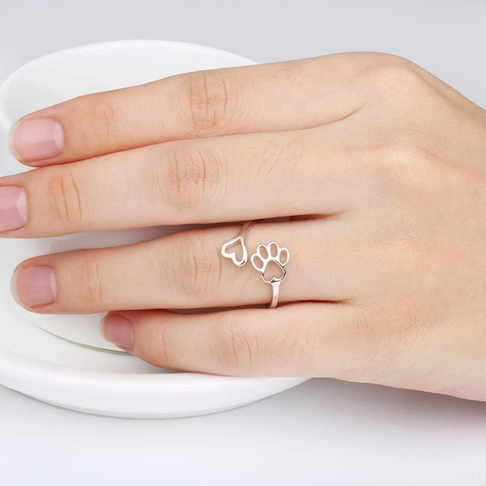 Bague Artisanale Patte et Cœur – Argent Sterling 925 Ajustable