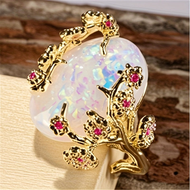 Bague Déclaration Opale Florale Éclatante