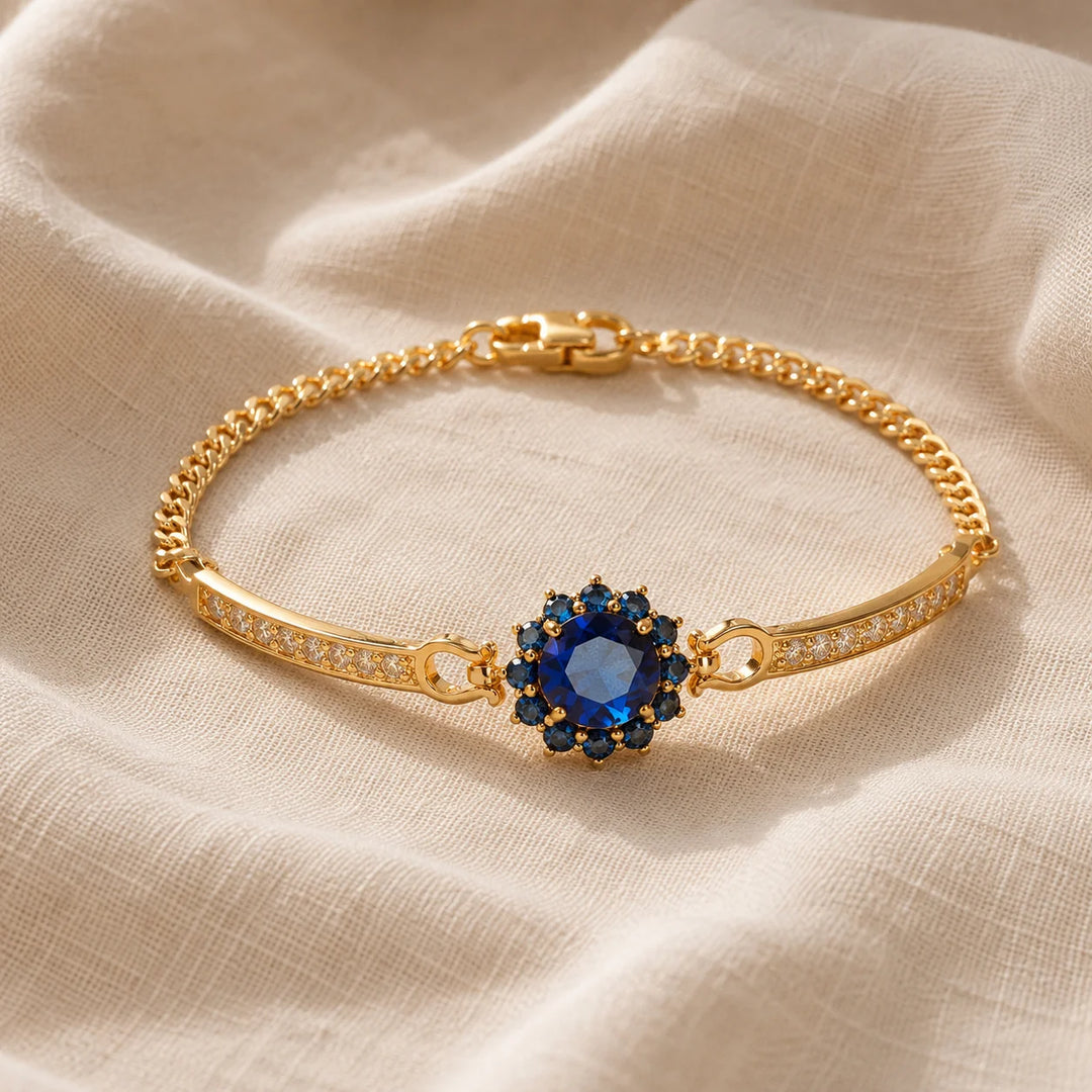 Bracelet en zirconium bleu cristal prestigieux