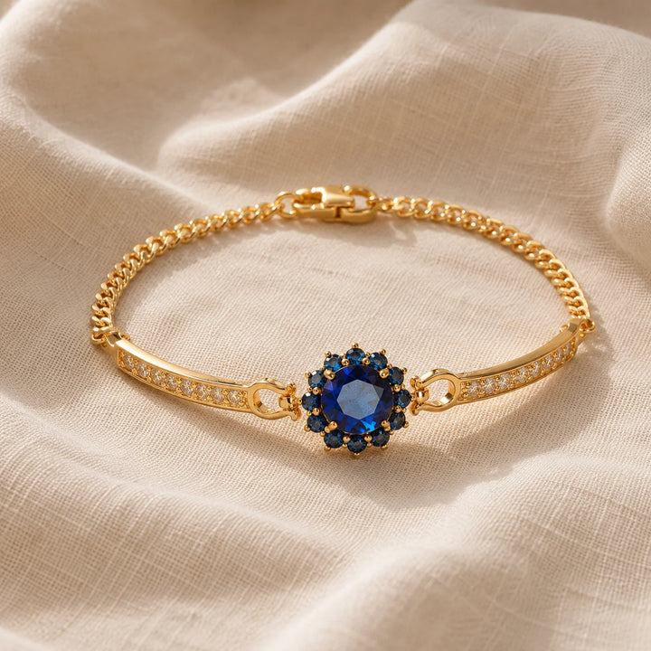 Bracelet en zirconium bleu cristal prestigieux
