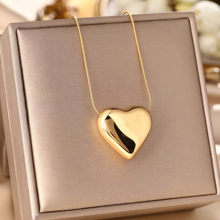Collier Épais en Or Blanc en Forme de Cœur