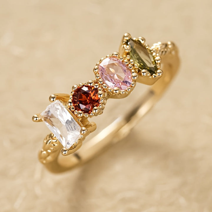 Bague Rétro en Gemmes Multicolores