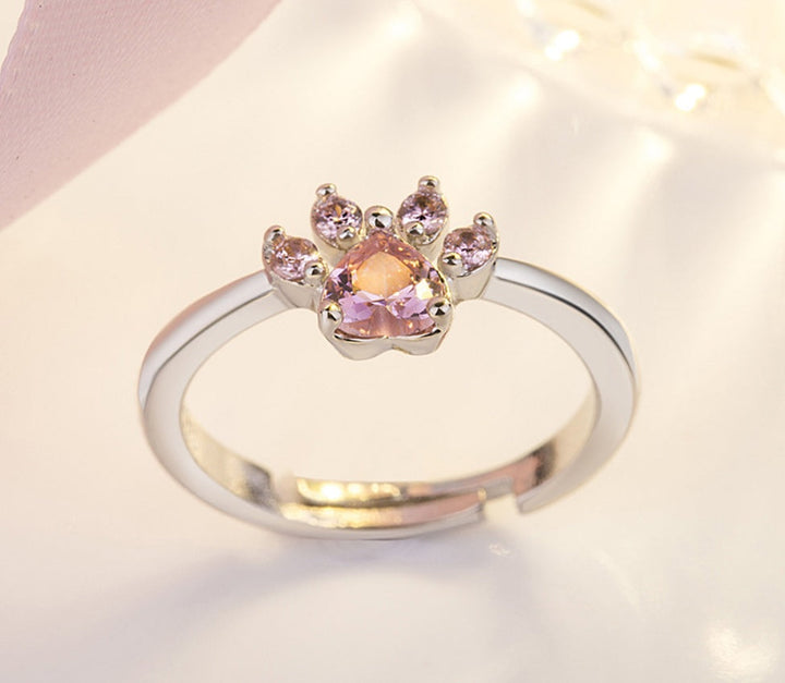 Ensemble de Bijoux Pattes en Or Rose – 4 Pièces avec Cœur en Zirconium (Bague, Collier, Boucles d&