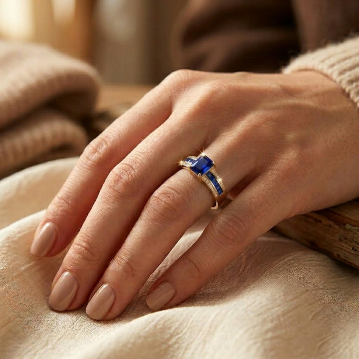 Bague en Or Saphir Taille Carrée