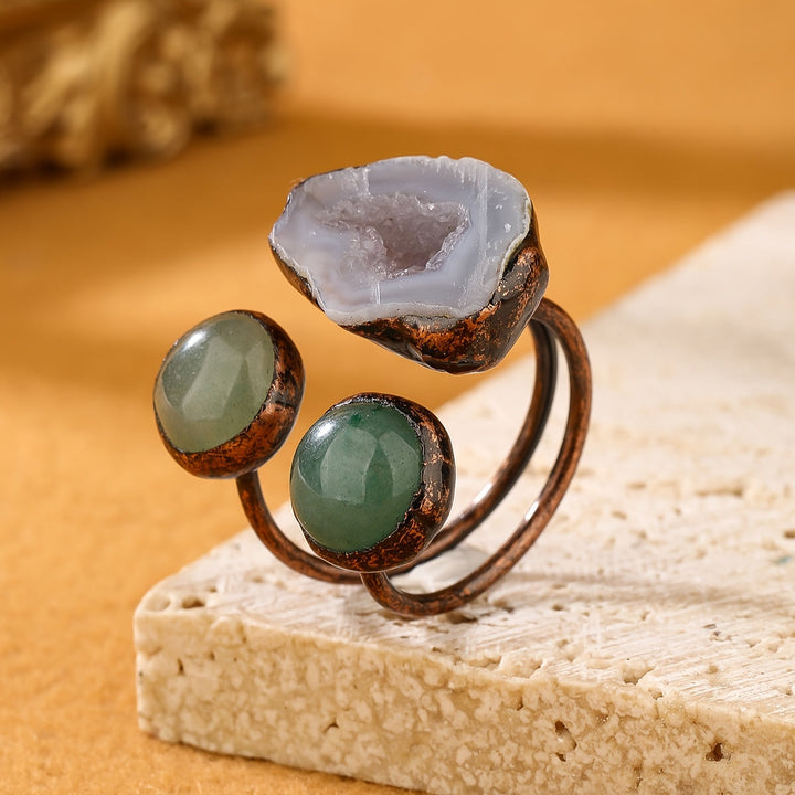 Bague en Agate Bohémienne Pierre de Cave