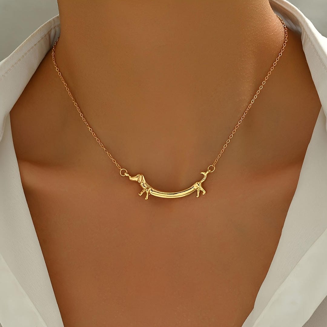 Collier Pendentif Barre pour Chien Saucisse