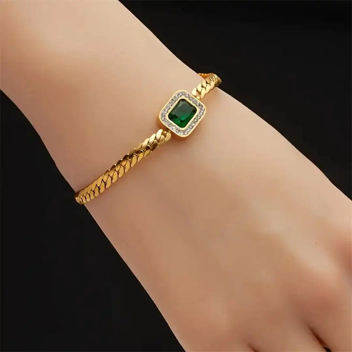Bracelet en émeraude dorée radiante