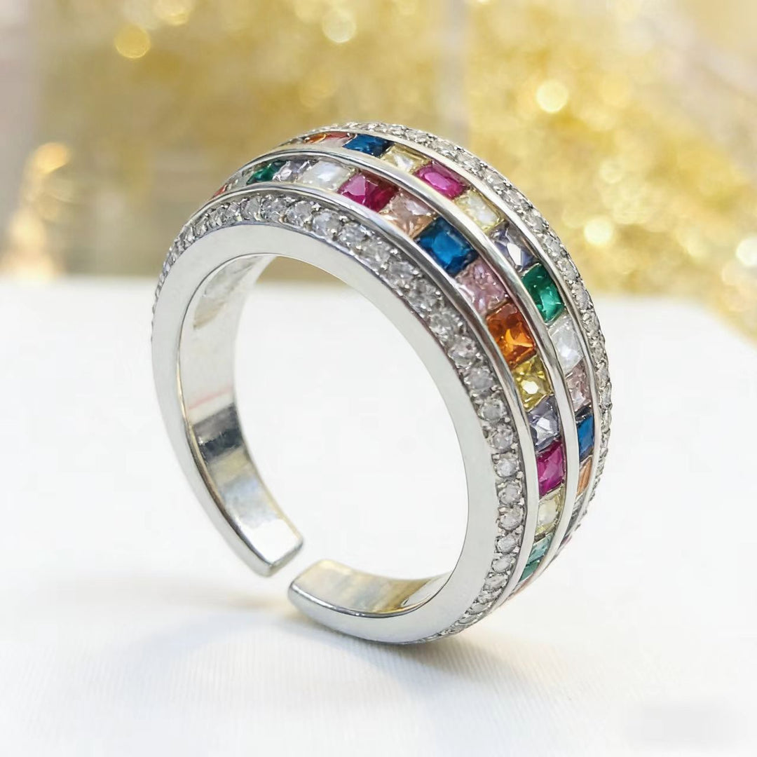 Bague Élégante en Pierre Multicolore