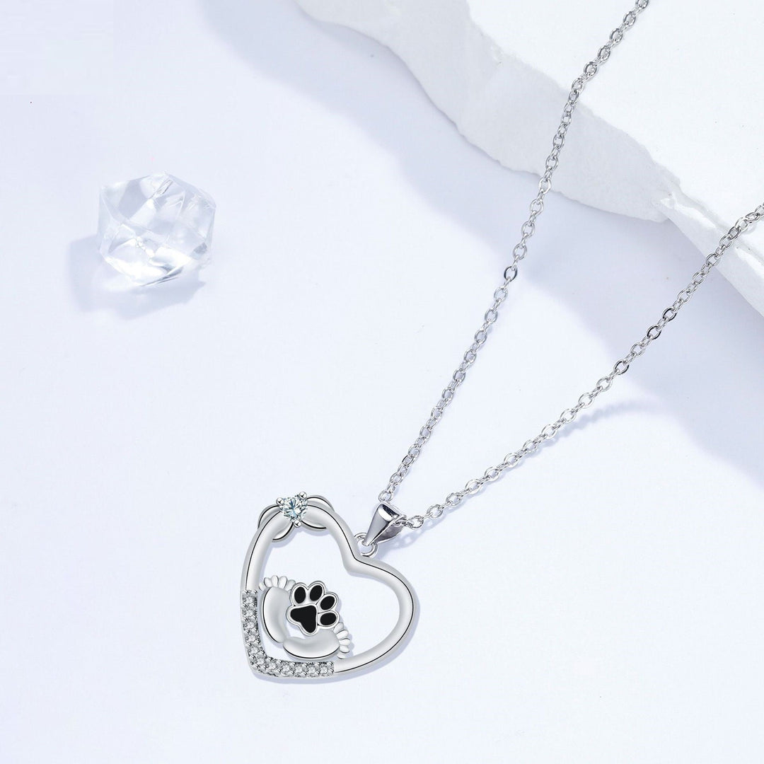 Collier Little Feet avec empreinte de patte de chien et zirconia