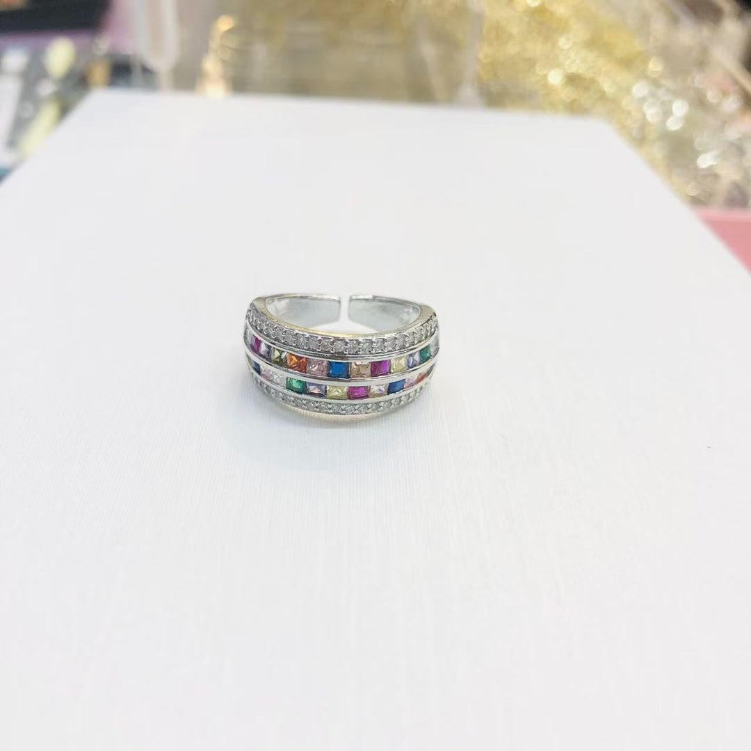 Bague Élégante en Pierre Multicolore