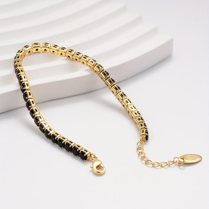 Bracelet de Tennis à Motifs Carrés