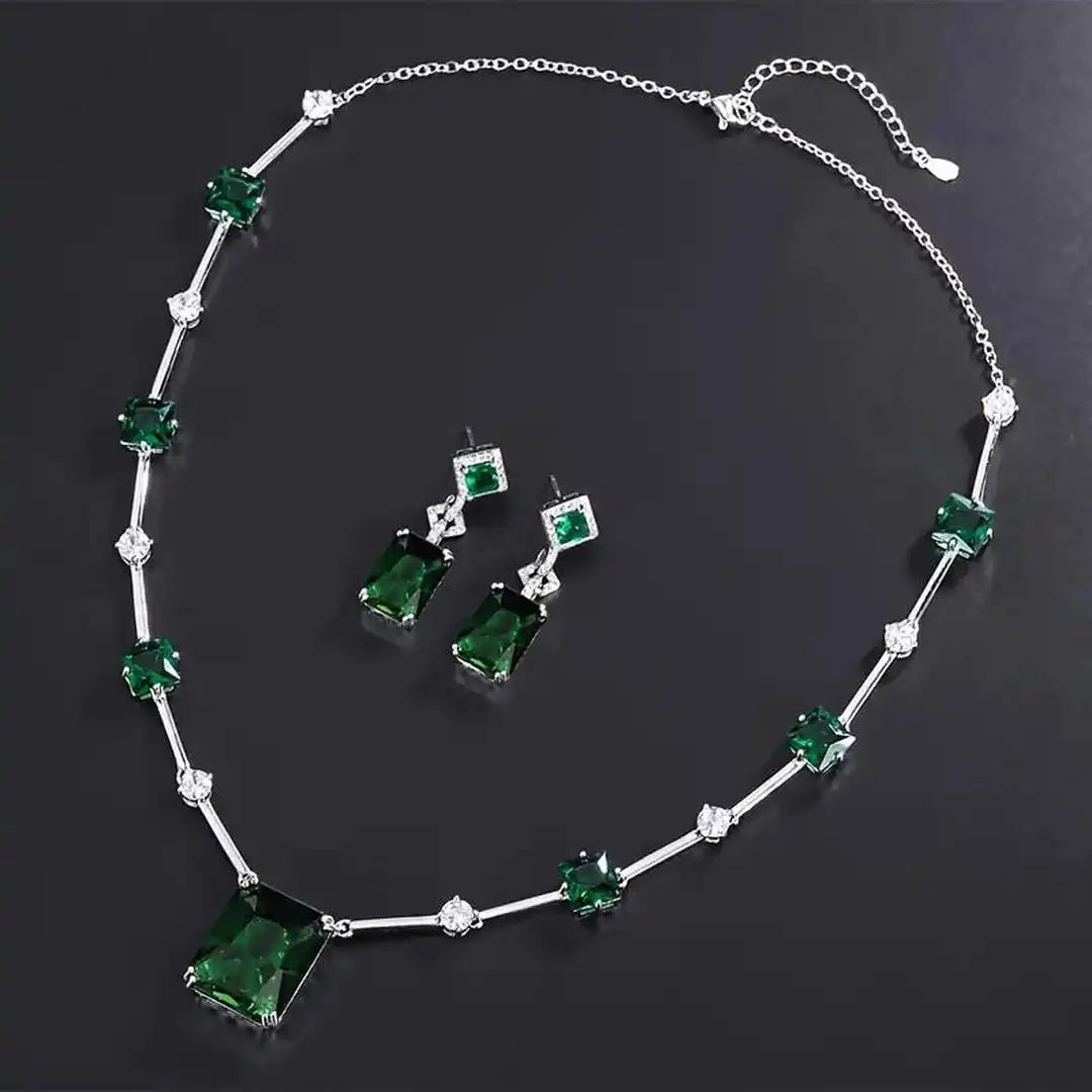 Ensemble de Bijoux Émeraude Rectangulaire