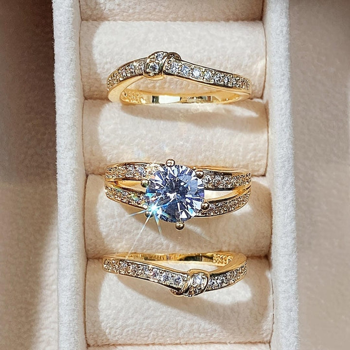 Ensemble de Bagues Ronde en Pavé