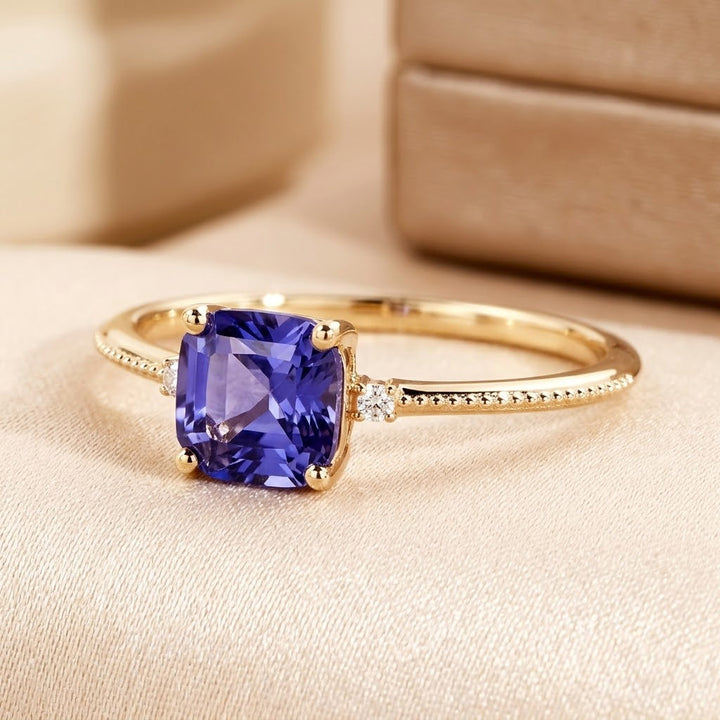 Gold and Amethyst Solitaire Ring