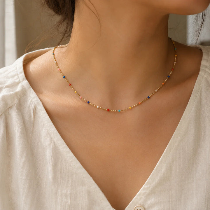 Collier Choker Délicat Éclat de Couleurs