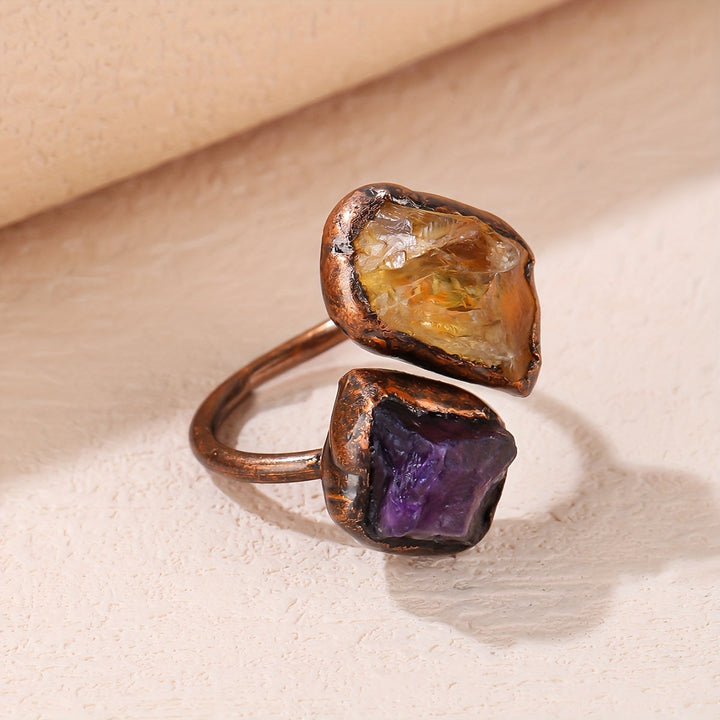 Bague Radieuse à Double Tête en Pierre