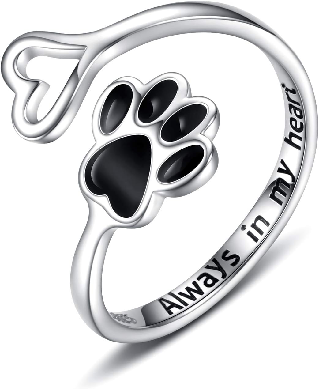Bague Artisanale Patte et Cœur – Argent Sterling 925 Ajustable