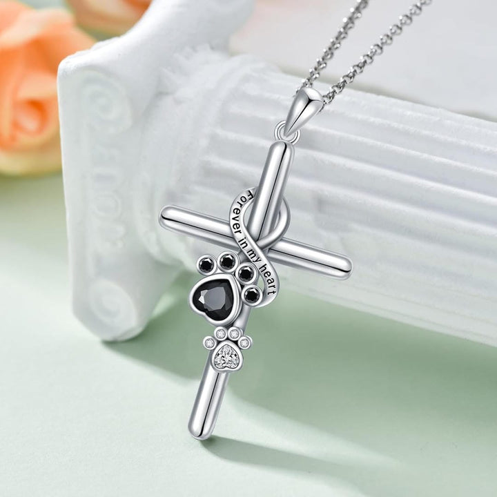 Collier en Argent avec Pendentif Croix et Empreinte