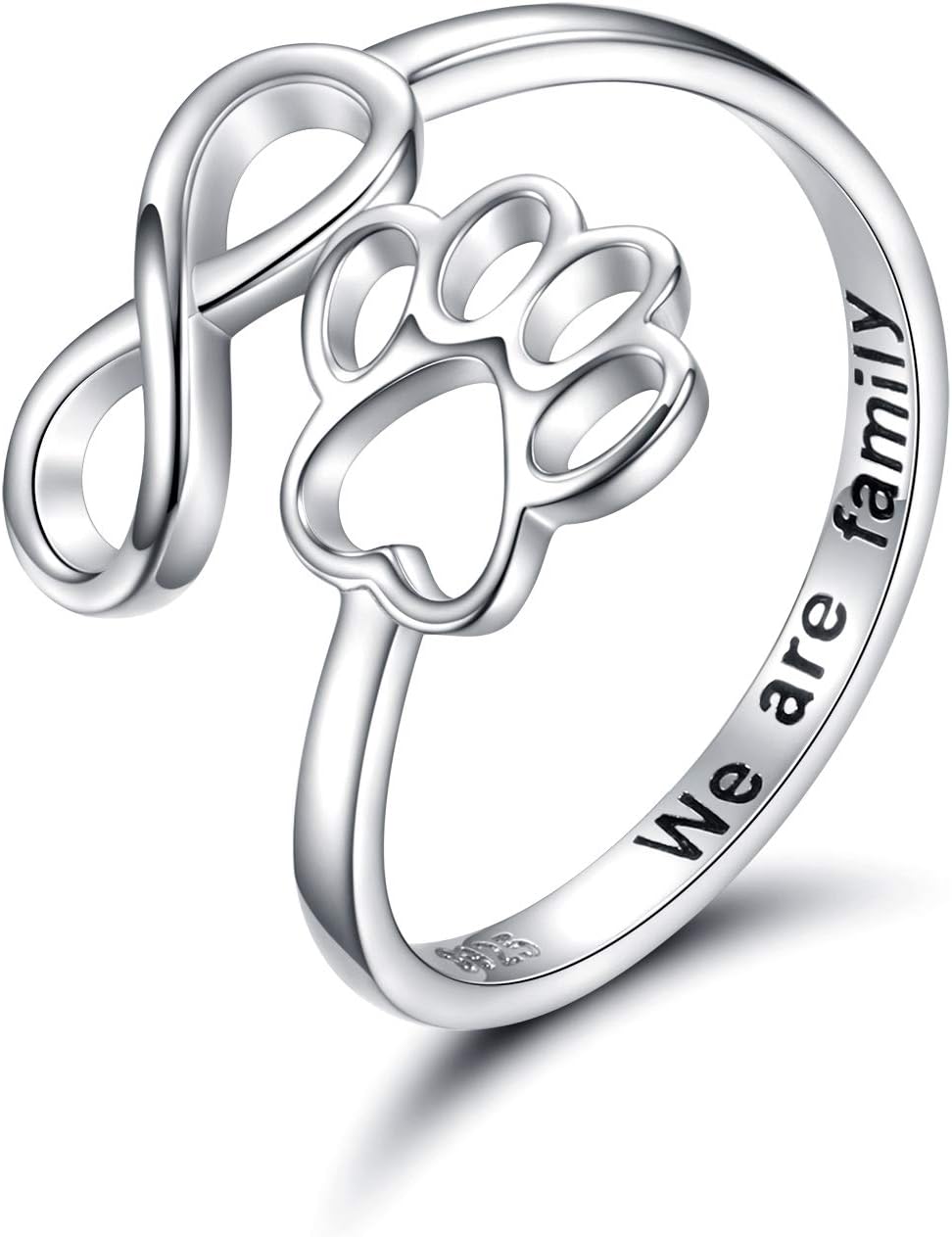 Bague Artisanale Patte et Cœur – Argent Sterling 925 Ajustable