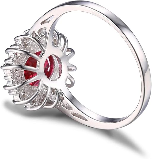 Classic Ruby Halo Ring | White Gold