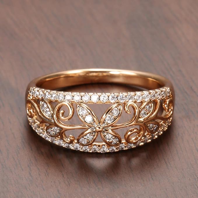Bague Vintage en Perles Florales en Filigrane