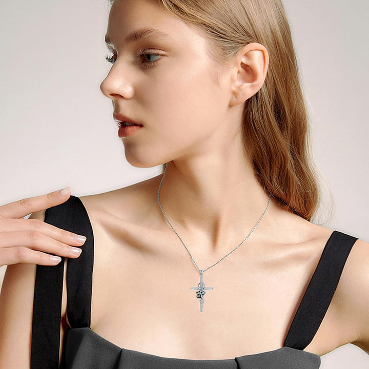 Collier en Argent Sterling 925 avec Pattes et Croix