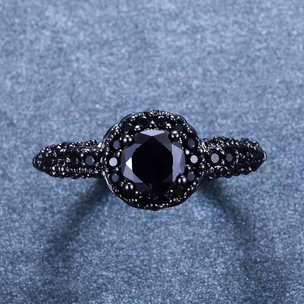Bague Vintage Éternité en Zircon Noir