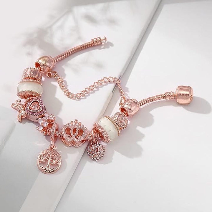 Bracelet Capteur de Rêves Rose avec Charms Inclus