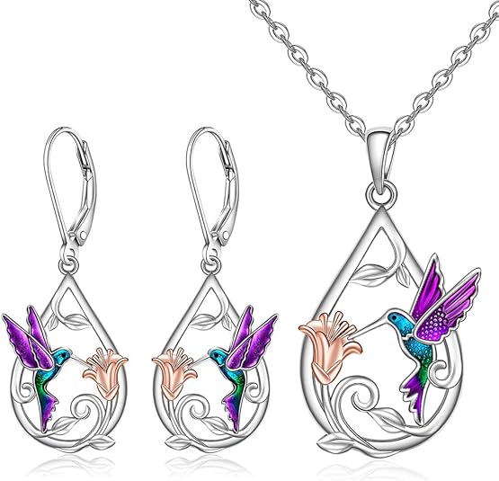 Magnifique Collier Colibri pour Femmes avec Boucles d&
