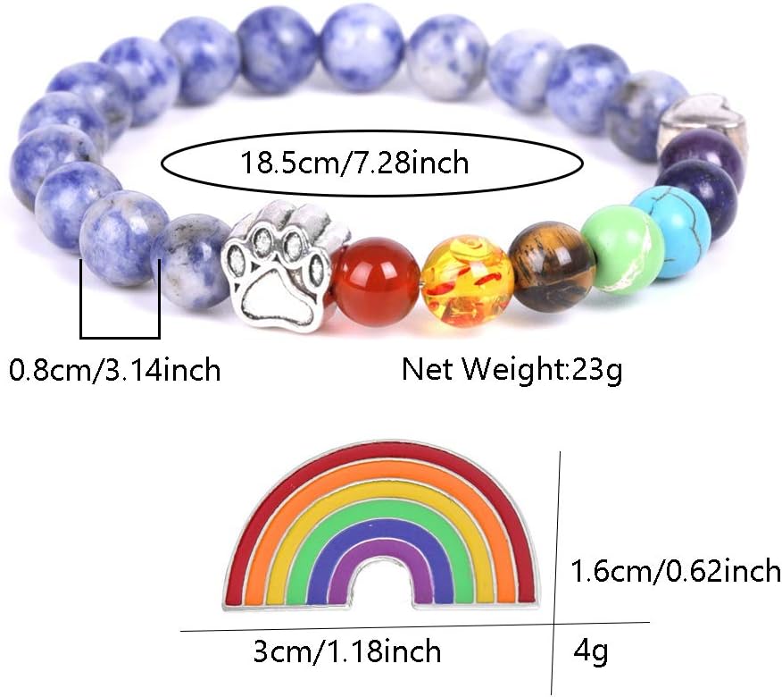 Bracelet Mémorial Arc-en-Ciel – Cadeau de 7 Perles de Chakra pour la Perte d&