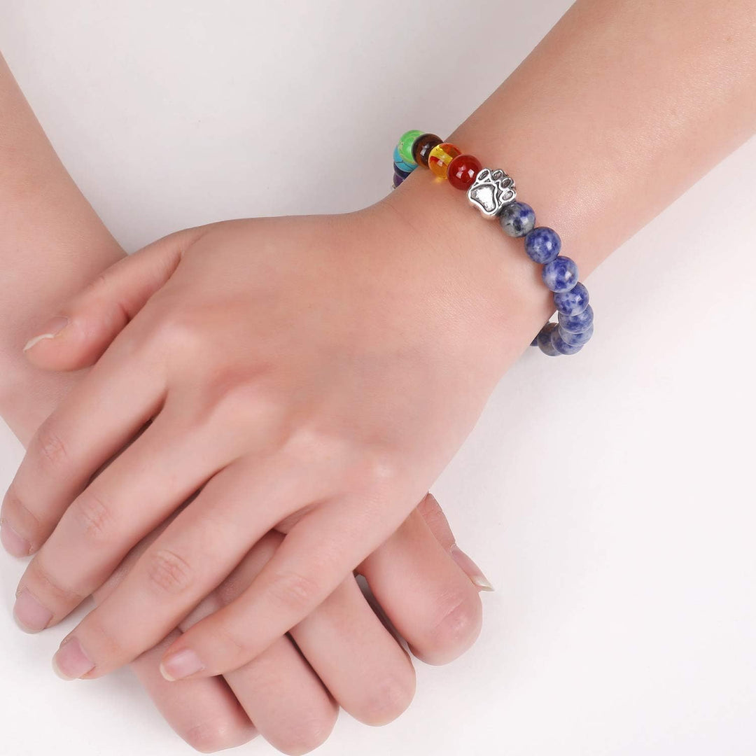 Bracelet Mémorial Arc-en-Ciel – Cadeau de 7 Perles de Chakra pour la Perte d&