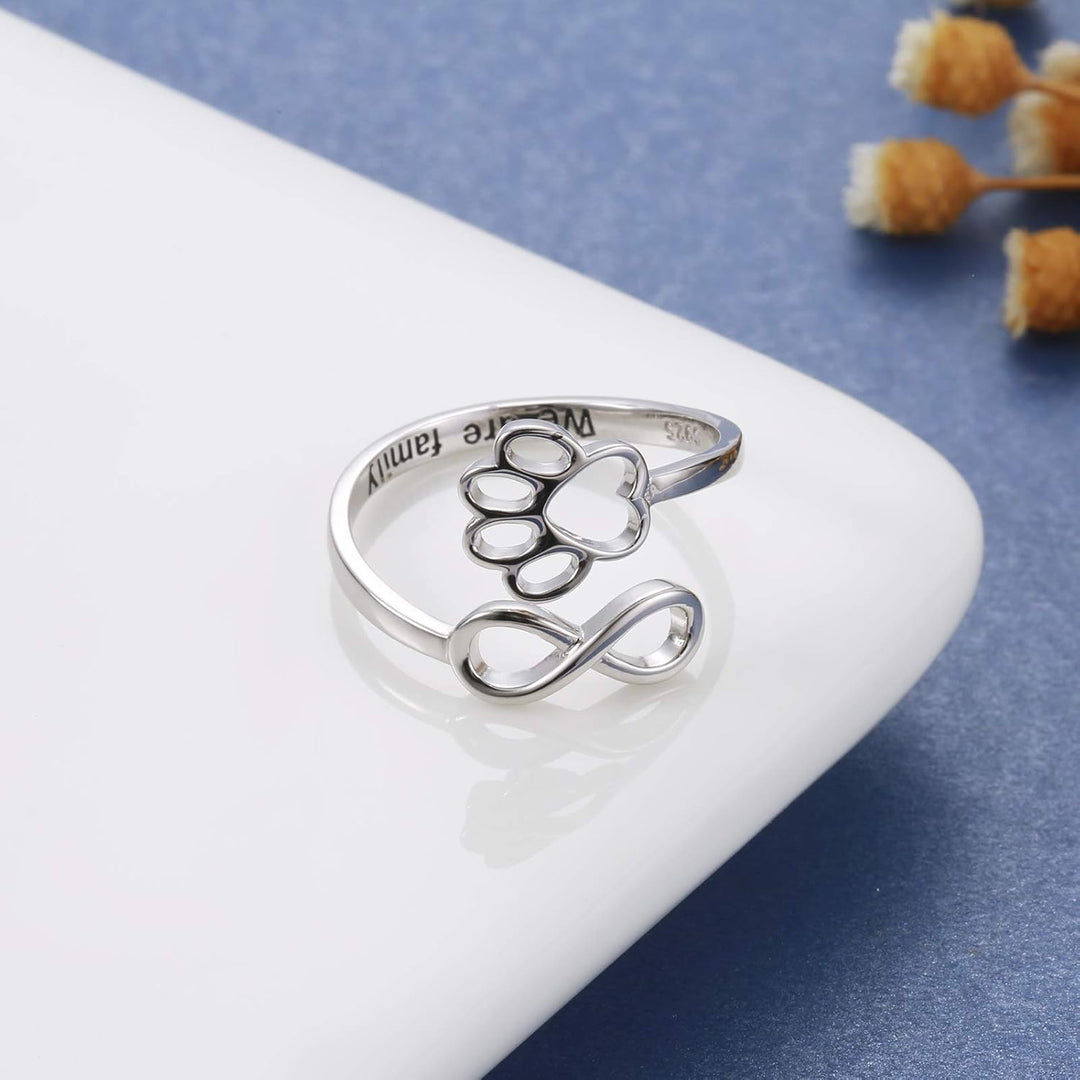 Bague Artisanale Patte et Cœur – Argent Sterling 925 Ajustable