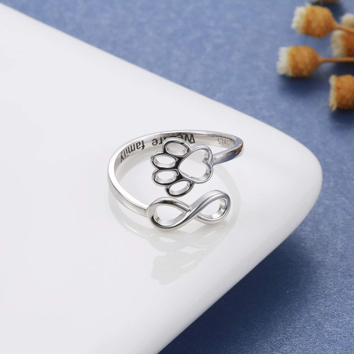 Bague Artisanale Patte et Cœur – Argent Sterling 925 Ajustable