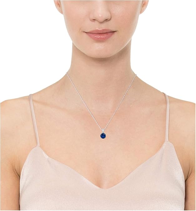 Collier en Saphir Taille Ronde | Or Blanc