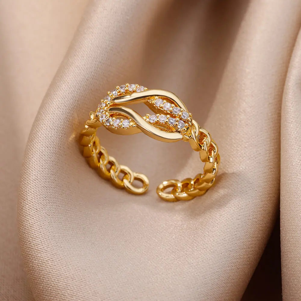 Bague Ouverte à Contour Doré
