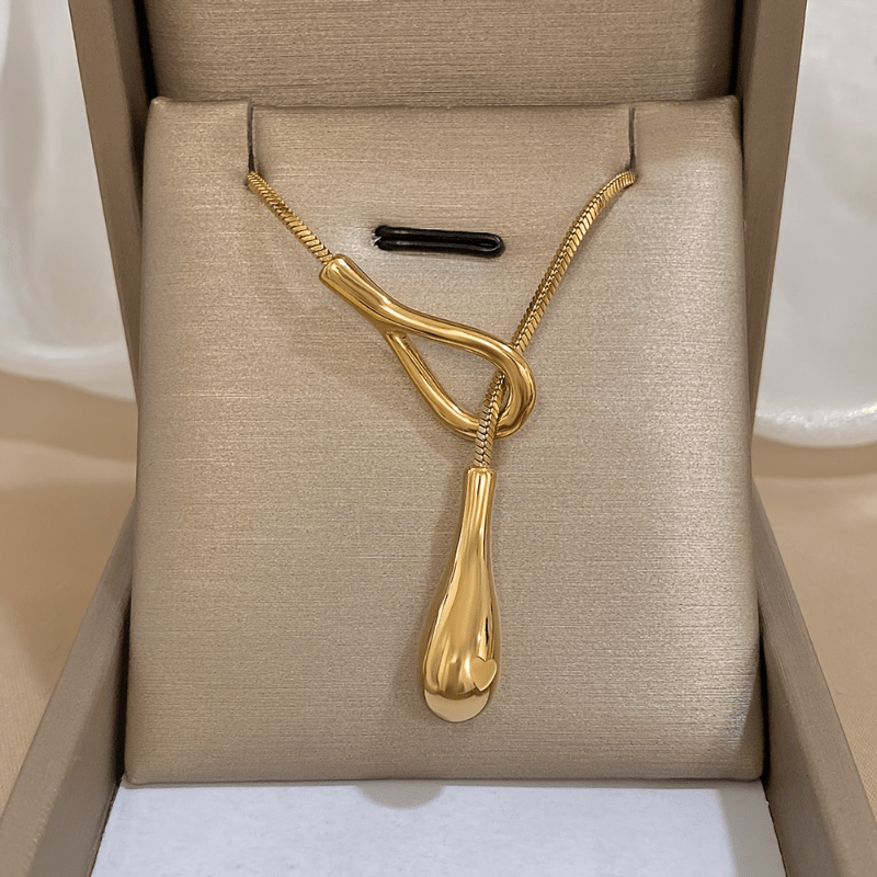 Collier Pendentif Vintage en Or Blanc en Forme de Goutte